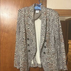 CAbi Brown and Black Snake-Print Double-Breasted Blazer